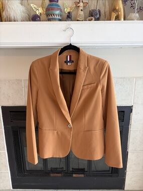 Tommy Hilfiger Camel Brown Single-Button Tailored Blazer